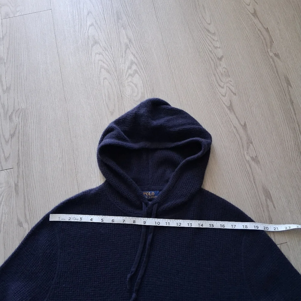 Polo Ralph Lauren Washable Cashmere Hooded Sweater In Waffle Knit Navy XL